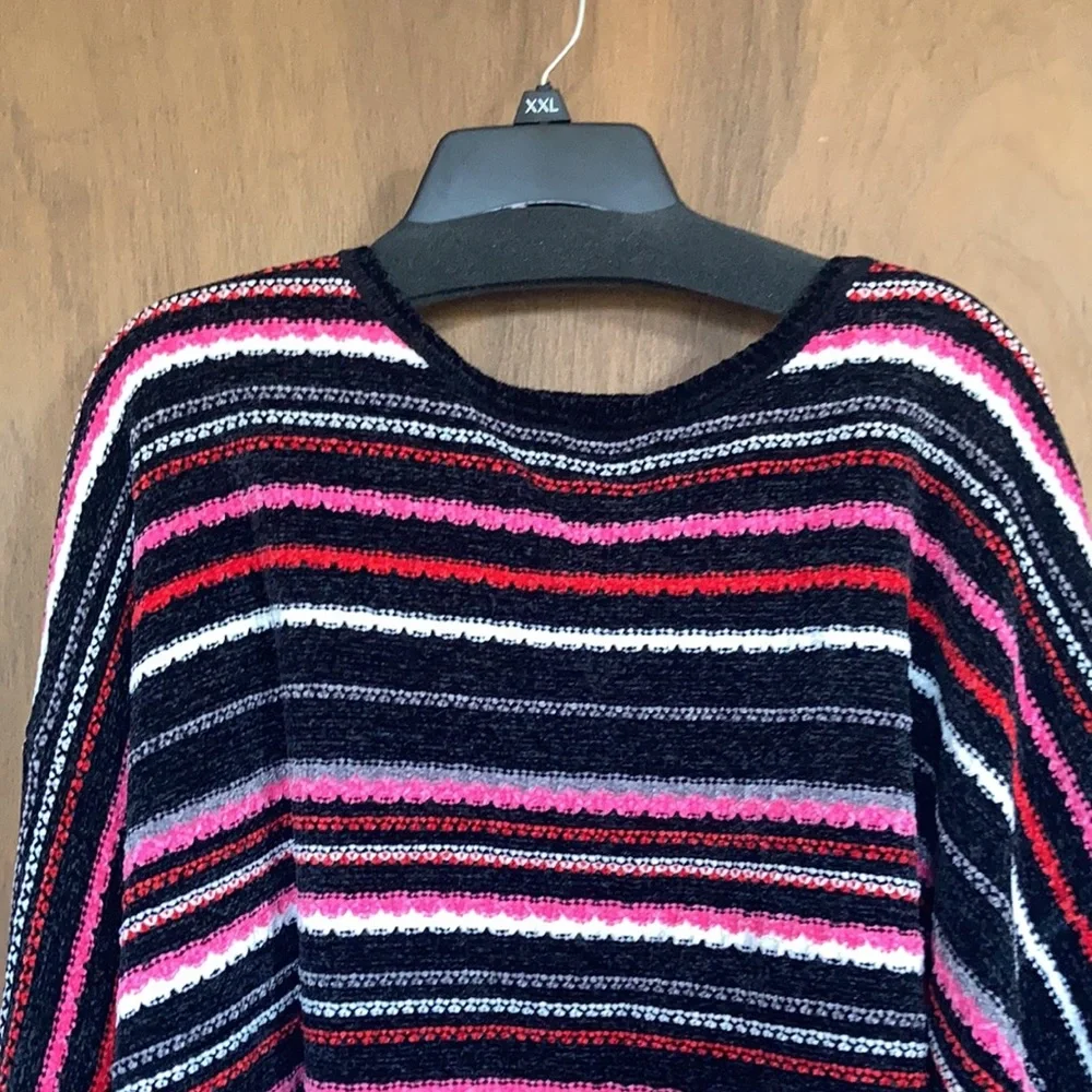 Ruby Rd sweater stripes black with pink red white gray casual office size 3X - Picture 7 of 17
